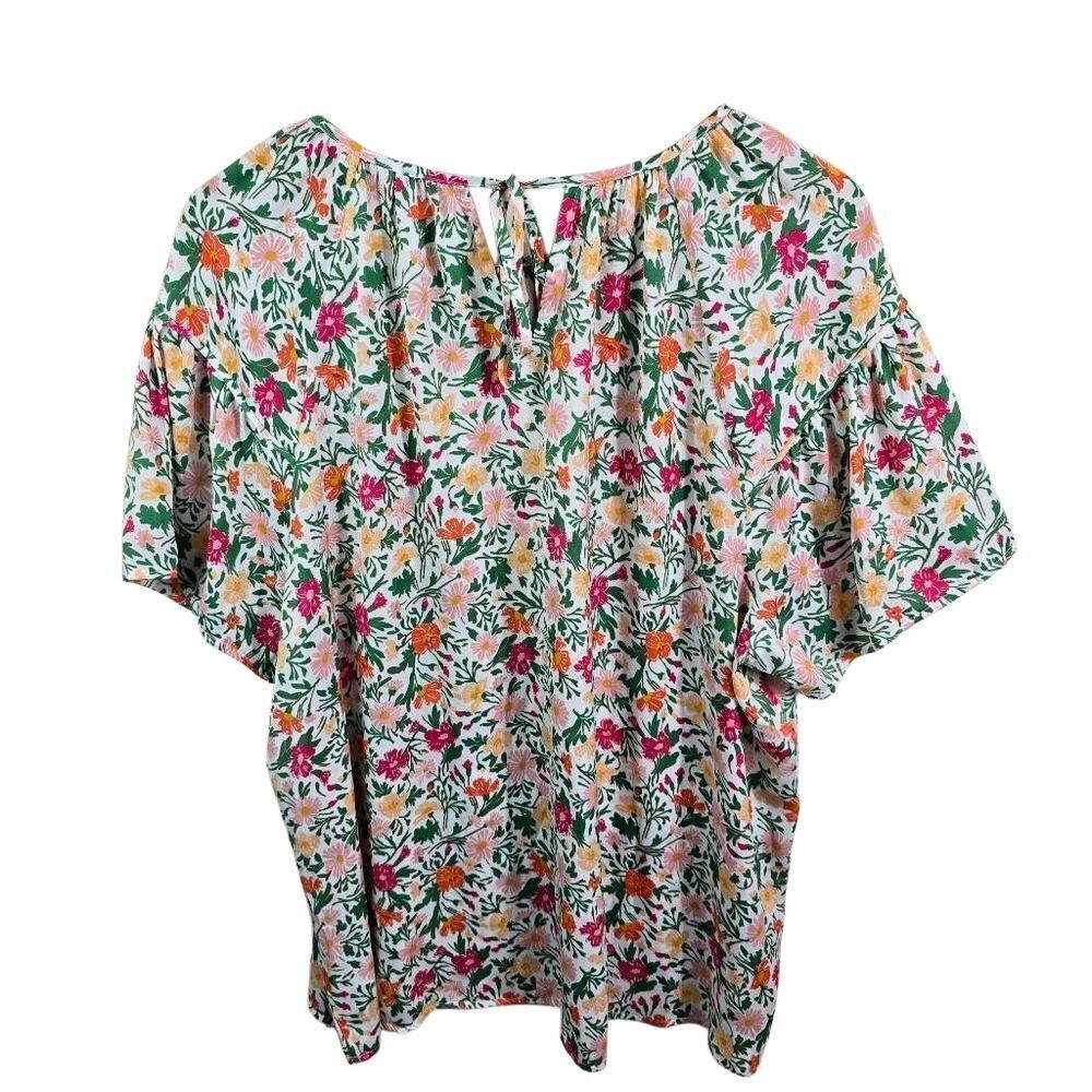 Women's Croft & Barrow White And Pink Piped Raglan Blouse - Picture 3 of 15